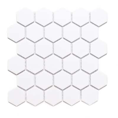 Honeycomb 2x2 White Porcelain Mosaic Tile - Floor, Wall & Backsplash