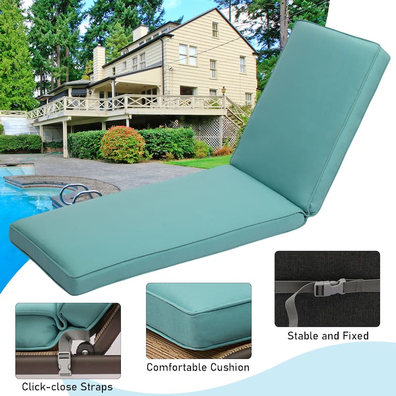Aoodor Patio Chaise Lounger Cushions Set of 2, Olefin Fabric, Water-Resistant, 72x21x3 Inches(Only Cushions) - N/A