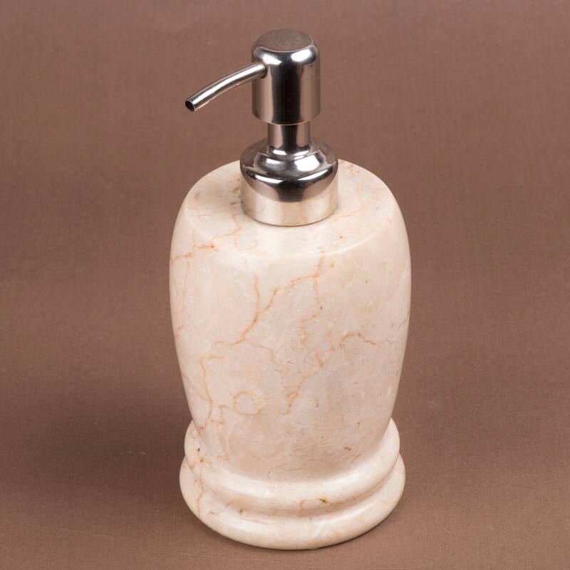 Creative Home Double Rings Collection Champagne Marble Liquid Soap Dispenser, Lotion Dispenser - Beige