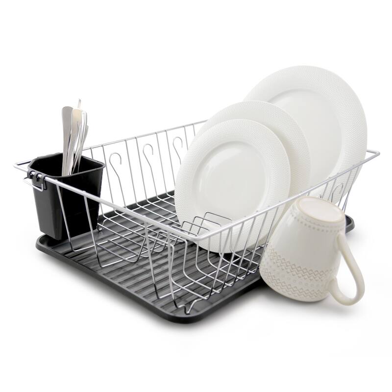 MegaChef 16in Kitchen Basics Chrome Plated Countertop Dish Drying Rack