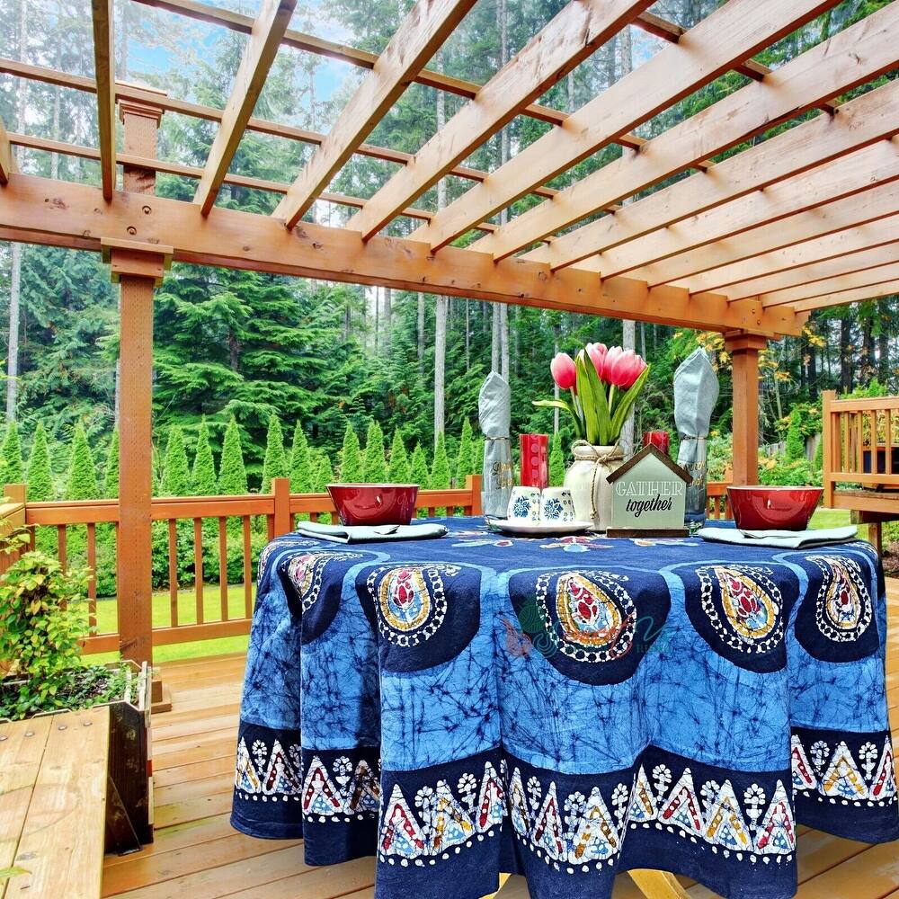 Spectacular Batik Floral Radiant Paisley Cotton Tablecloth Collection