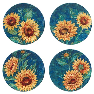 Certified International Golden Sunflowers Set of 4 Dinner Plates - 11" Diam x 1"