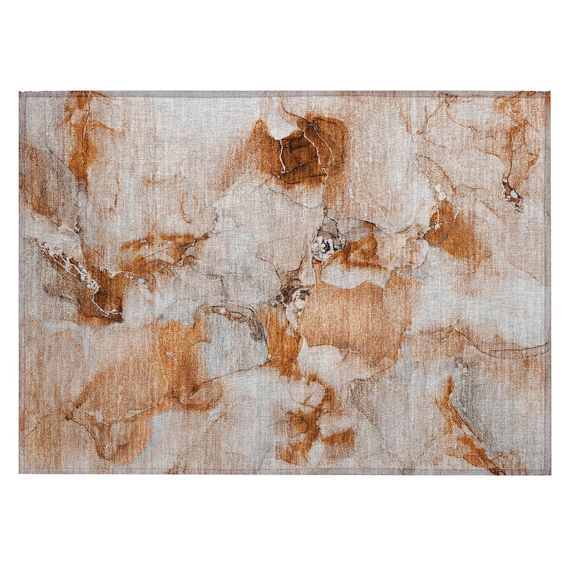 Machine Washable Indoor/ Outdoor Abstract Watercolor Chantille Rug