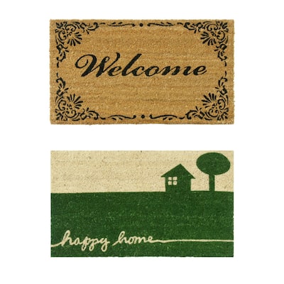 Rubber-Cal "Coir All Weather Doormats" - 2 of Our Best Doormats for Dirt Removal - 18" x 30"