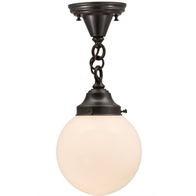 Meyda Tiffany 165492 Revival Schoolhouse 8" Wide Semi-Flush Globe - Craftsman Brown
