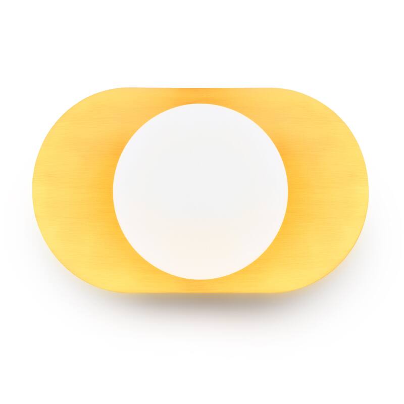 CO-Z Modern Curved Gold Wall Sconce, Opaline Glass Globe