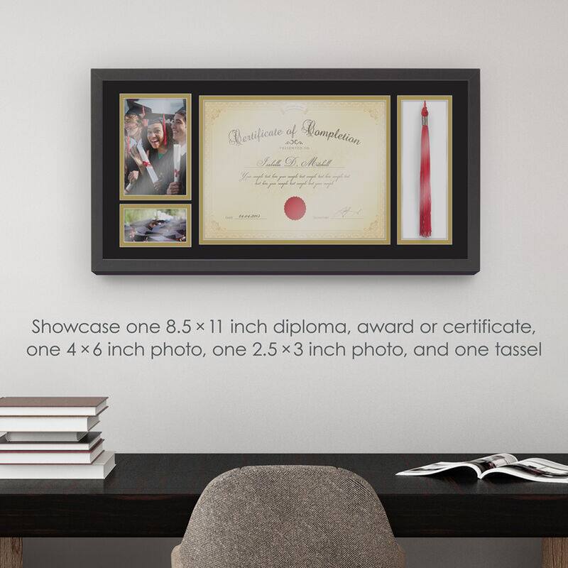 Melannco Black 4-Opening Diploma Frame, 23X12 Inch