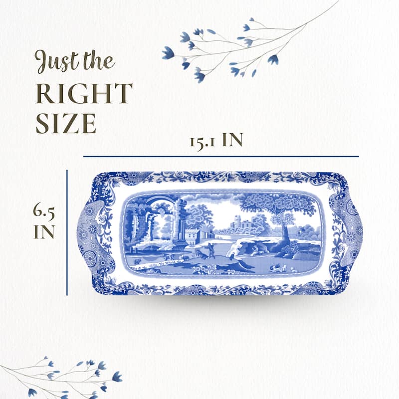 Pimpernel Blue Italian Melamine Sandwich Tray - 15.25" x 6.5"