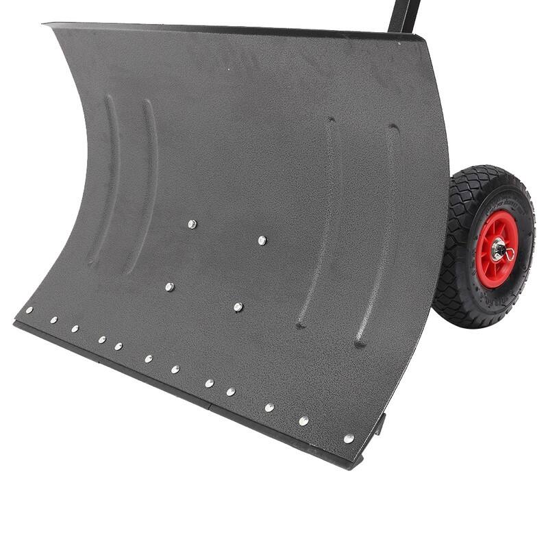 Rolling Snow Pusher with Wheels and Adjustable Handle