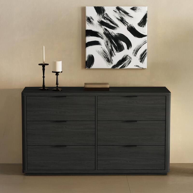 Manhattan Comfort Evalyn 60 Inch 6 Drawer Dresser - Charcoal Gray