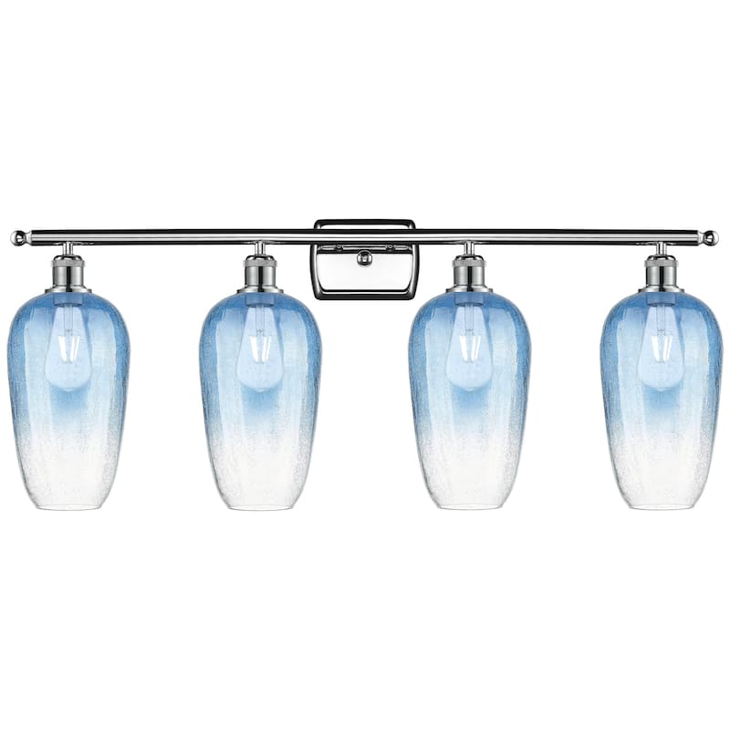 Innovations Lighting 516-4W-16-37 Brookhaven Flute Vanity Brookhaven - Polished Chrome / Sapphire Blue