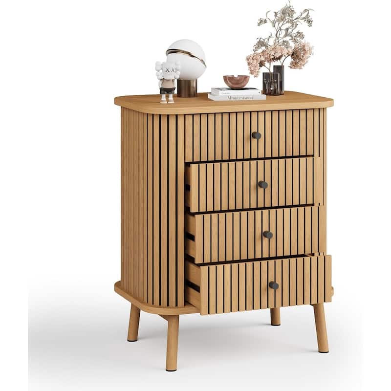 4 Drawer Dressers, Chest of Drawers for Bedroom, Nightstand, Spacious Storage Boho Wicker Dresser