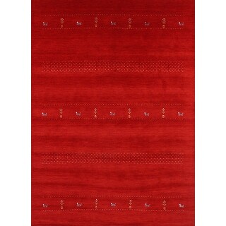 Tribal Red Gabbeh Oriental Area Rug Handmade Wool Carpet - 8'3"x 9'9 ...