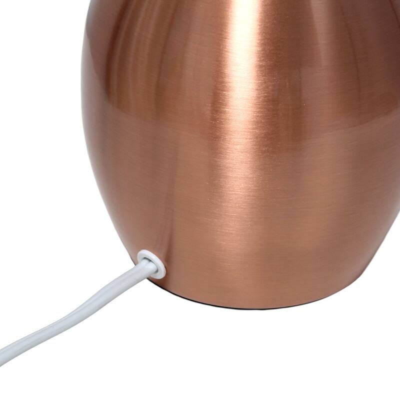 Decorative Hourglass Table Lamp with White Fabric Shade and Metal Base 40W Max Rotary Switch - 7”L x 7”W x 19.50”H - Rose Gold