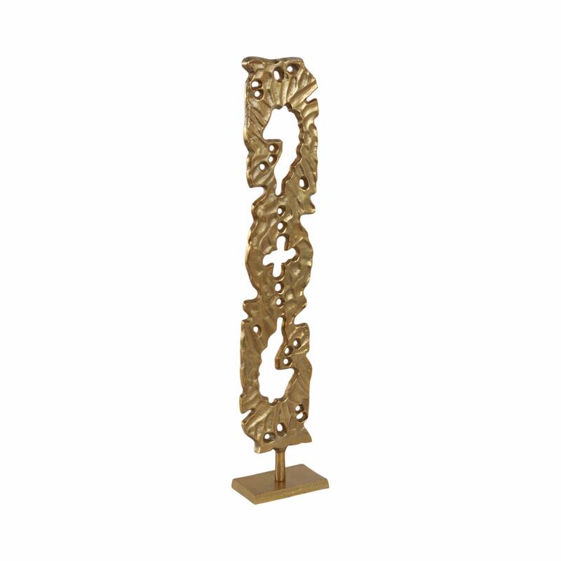 Metal Sculpture with Abstract Cutout Textured Form Modern Art Accent