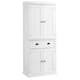 HOMCOM Traditional Freestanding White Kitchen Pantry Cabinet - 30" W x 15.75" D x 72"H