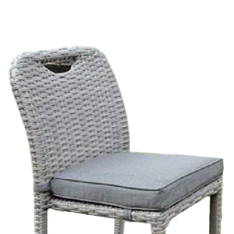 Mio Barstool Chair Set of 6, Thick Seat Cushion, Gray Wicker Frame