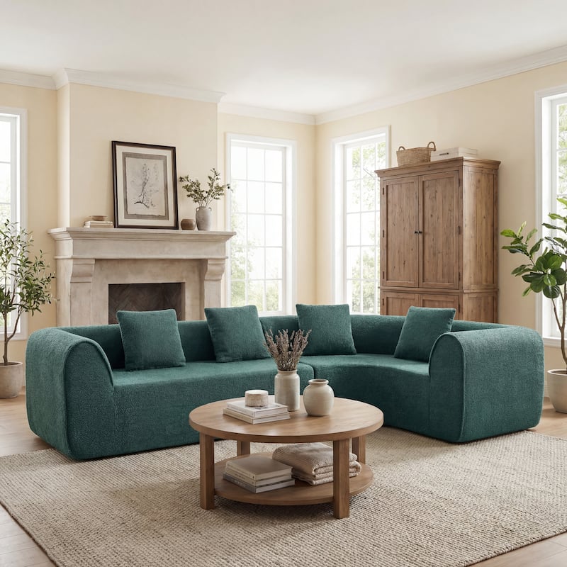 Christopher Knight Home - Curved Modular 110" Upholstered Sectional Sofa