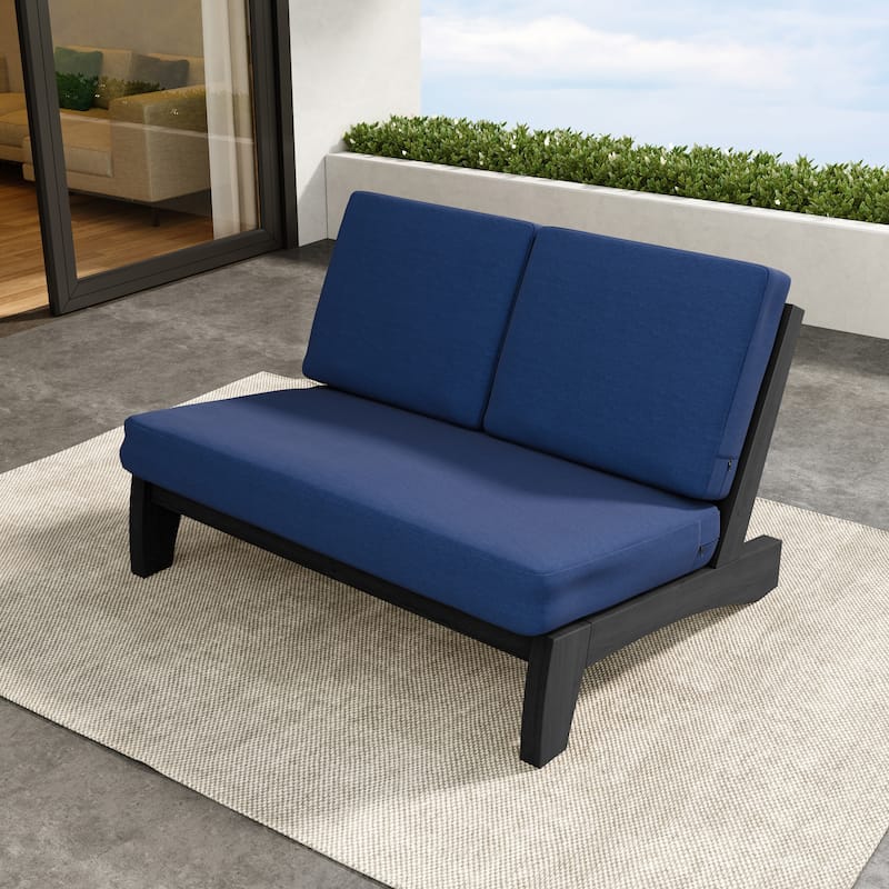 Outdoor Furniture Teak Wood Armless Loveseat Sofa With Cushion