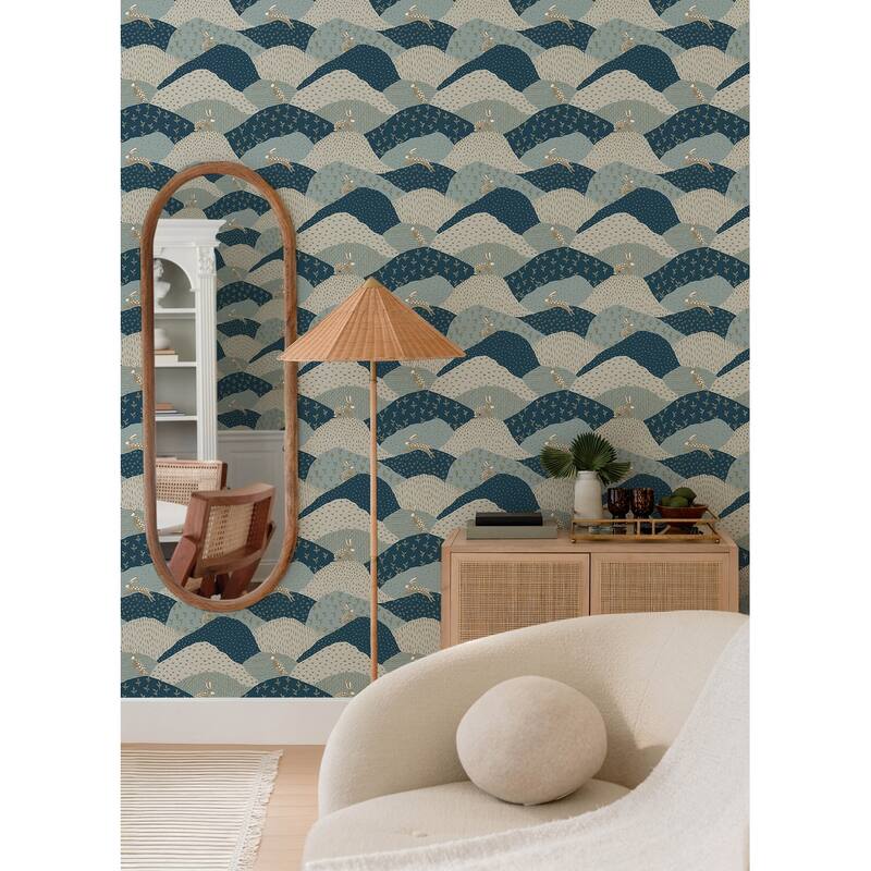 A-Street Prints Peter Blue Fields Wallpaper