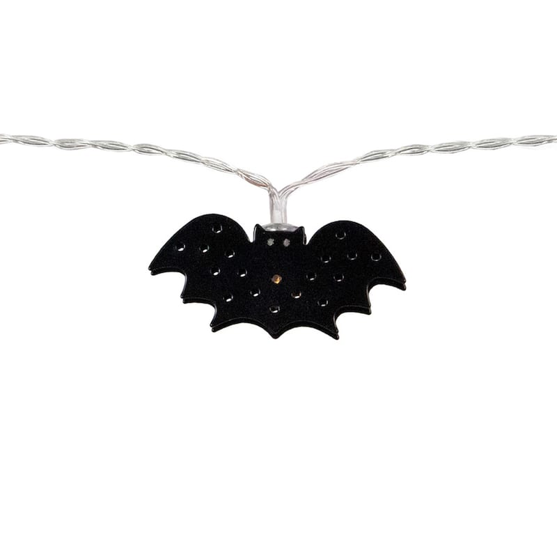 10-Count Warm White LED Halloween Bat Fairy Lights, 4.25ft Copper Wire
