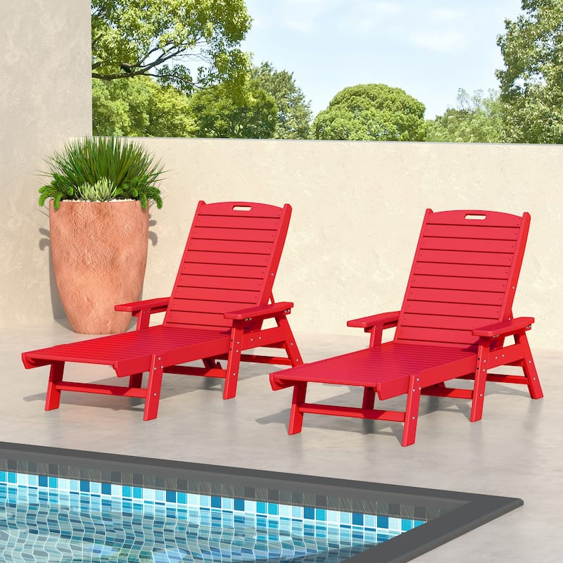 Laguna Hdpe All Weather Outdoor Patio Pool Reclining Chaise Lounge (Set Of 2)