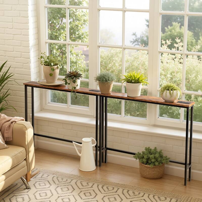 2-piece Set Triamine + Iron 200 * 15 * 79cm with Power Strip Foyer Table