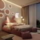 preview thumbnail 15 of 29, Twin/Full Size Upholstered Platform Bed w/Cartoon Ears Shaped Headboard & Light, Cartoon Twin Bed Frame w/2 Small Storage Stools Pink - Full