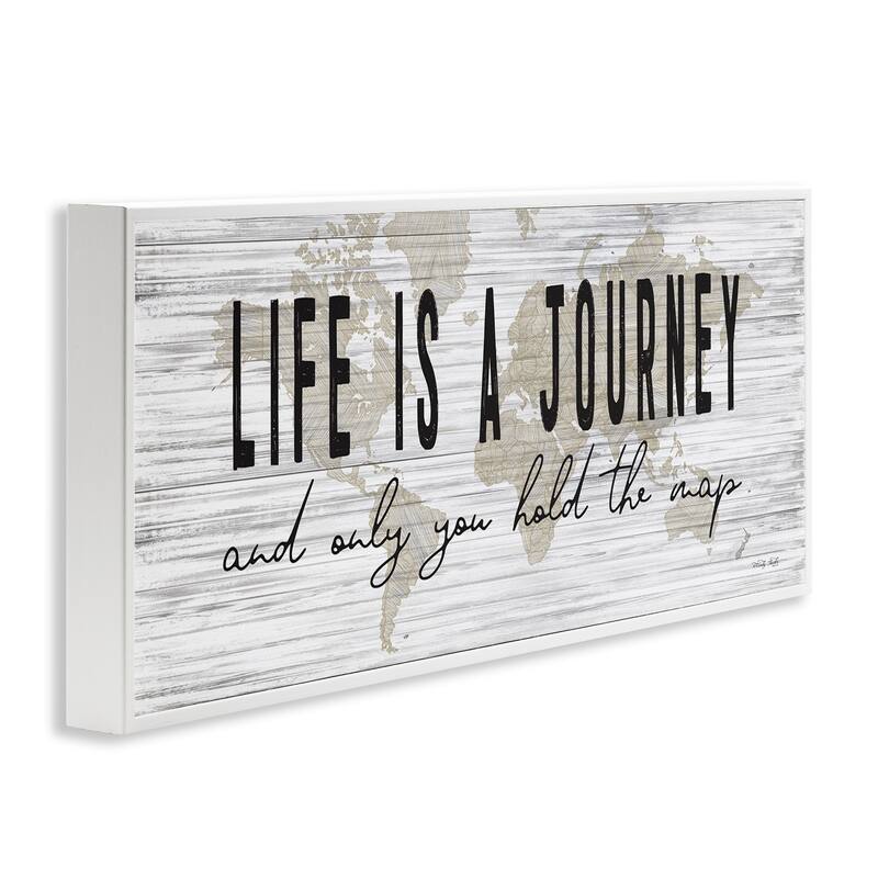 Stupell Life Is a Journey Rustic World Map Framed Wall Art, Design by Cindy Jacobs - Grey