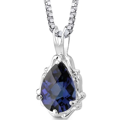 2.25 ct Blue Sapphire Pendant in Sterling Silver