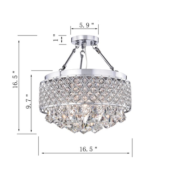 Caelus Chrome Metal and Crystal 4 light Semi Flush Mount Chandelier Bed Bath Beyond 13379308