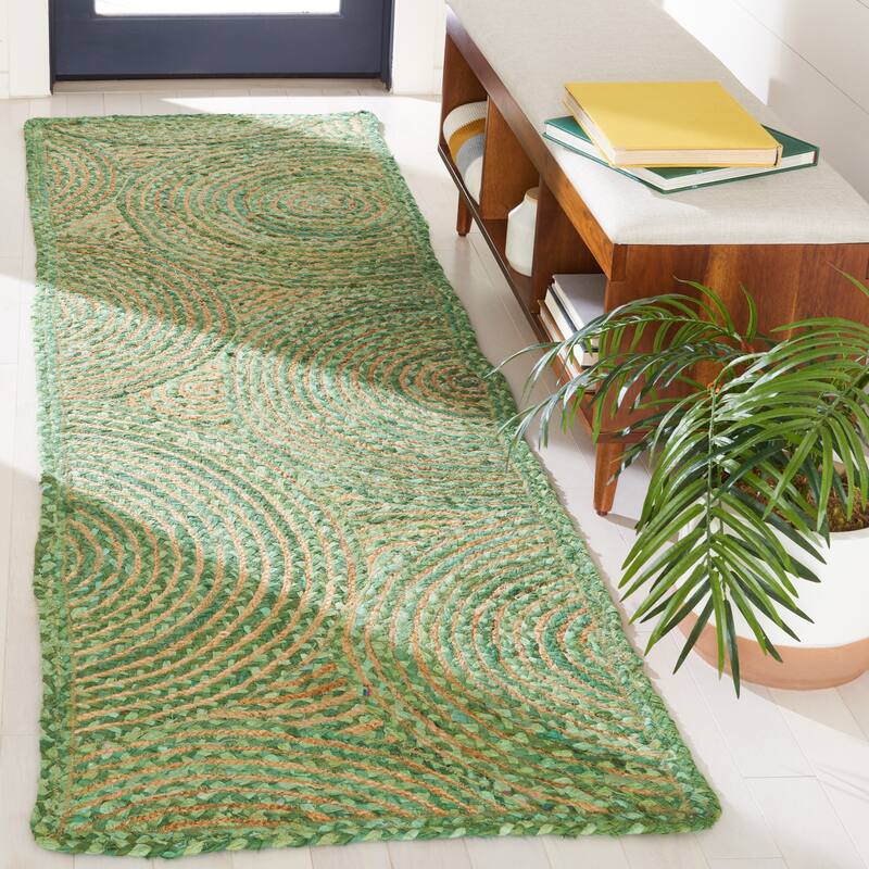SAFAVIEH Handmade Cape Cod Mariam Coastal Jute Rug - 2'3" x 8' Runner - Green/Natural