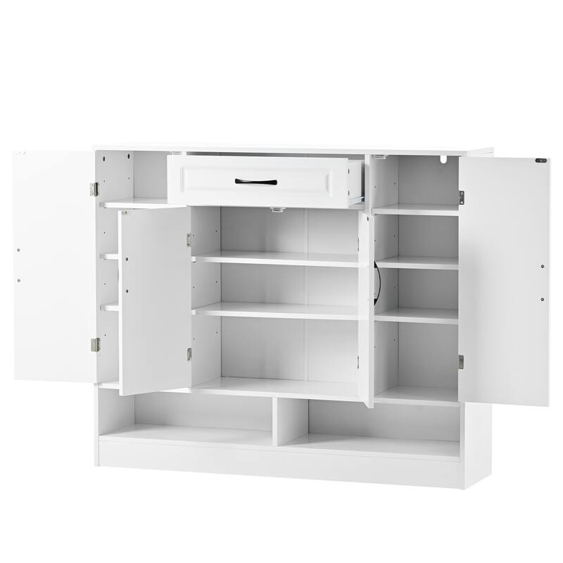 Roomfitters Sleek Shoe Cabinet with Adjustable Shelves, Minimalist Storage Organizer and Space-Saving Sideboard