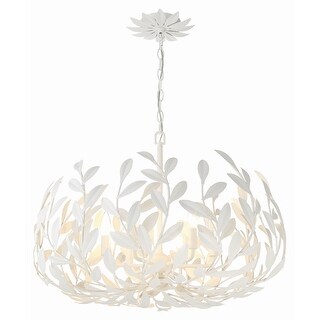 Broche 6 Light Matte White Chandelier - 27"W x 19"H x 27"D