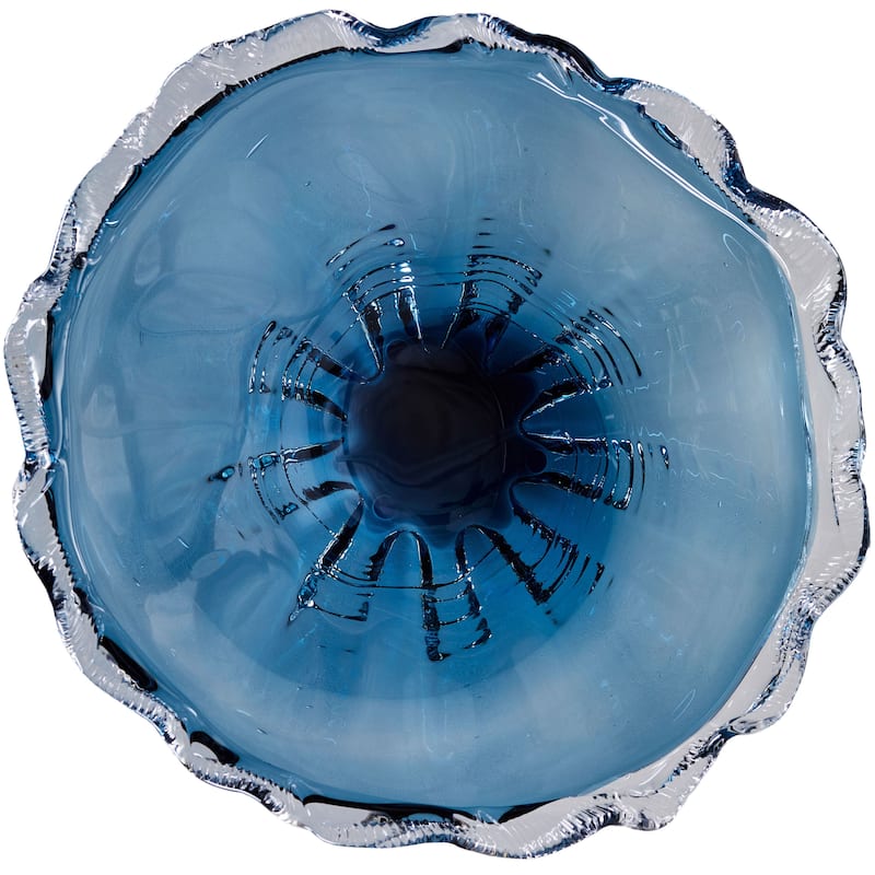 Cascade Petal Platter Scalloped Edge Glass Decorative Bowl for Home