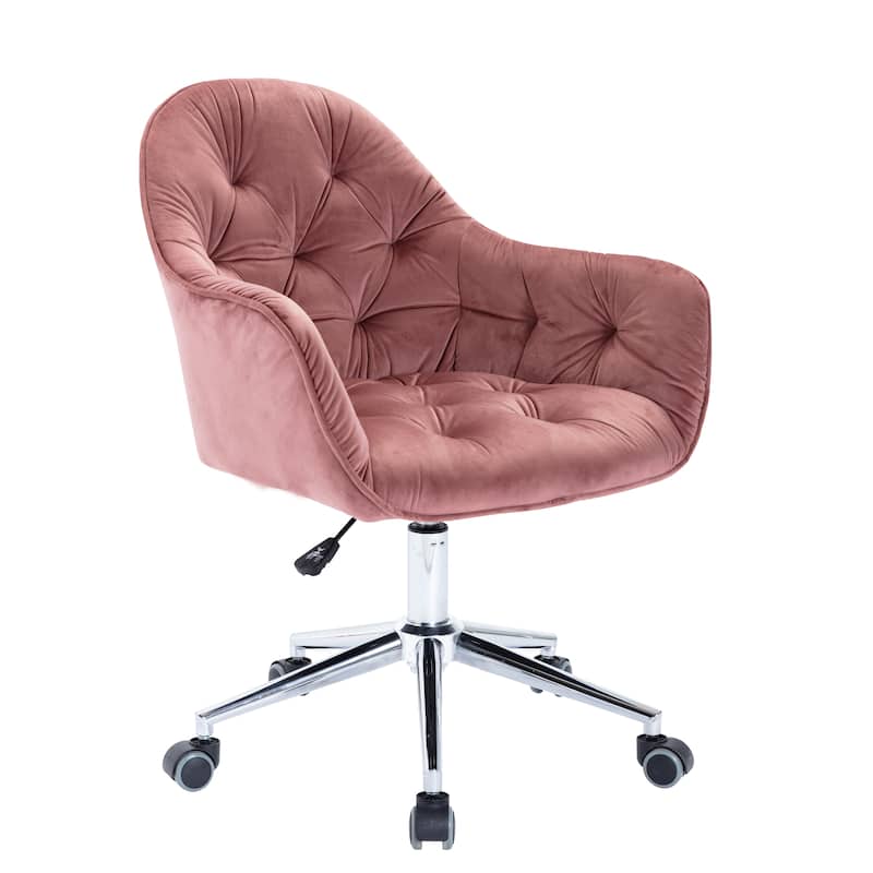 Corvus Hernals Velvet Tufted Adjustable Swivel Home Office Chair