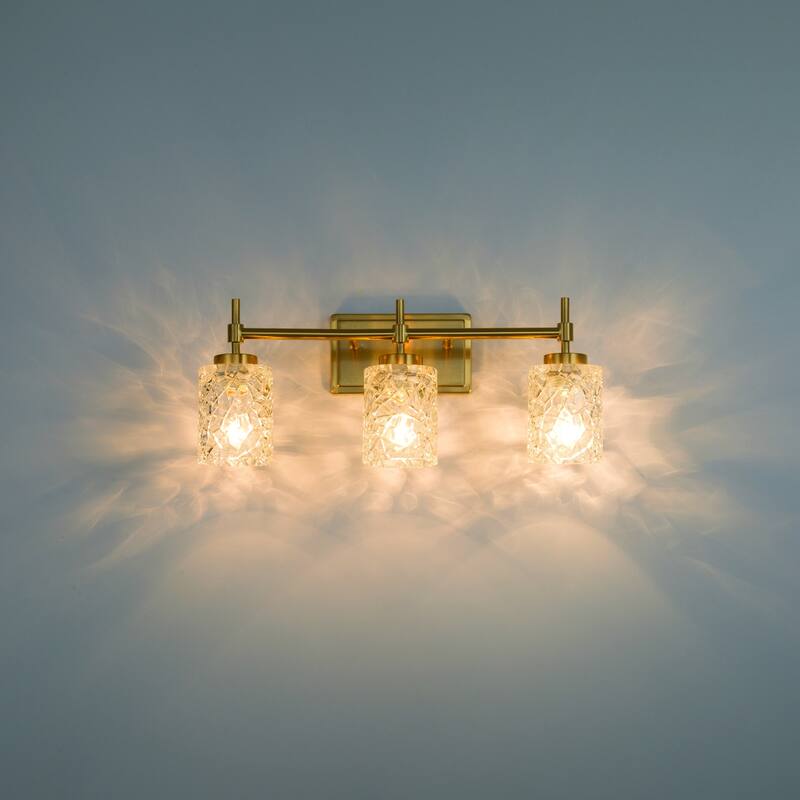 Acroma Dimmable Bathroom Vanity Light with Water Ripple Clear Shade