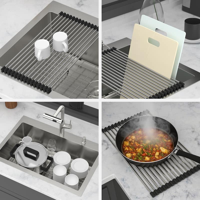 30" Drop-in Kitchen Sink Soap Dispenser 30x22x10 inch Single Bowl 16 Gauge Stainless Steel Topmount Kitchen Sink Basin