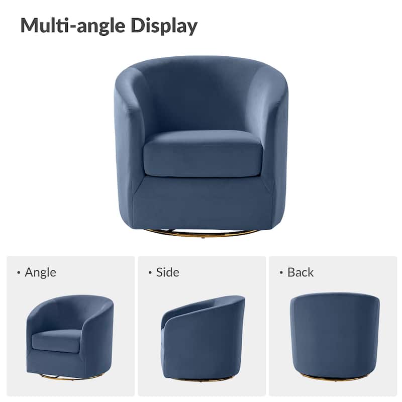 Eleuterio Modern Upholstered Swivel Accent Barrel Chair with Metal Base Set of 2 by HULALA HOME