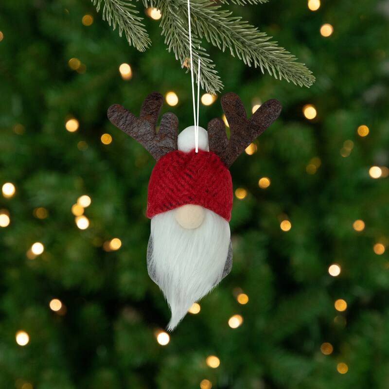 5 Red Gray Santa Gnome Moose Antlers Christmas Ornament Decoration