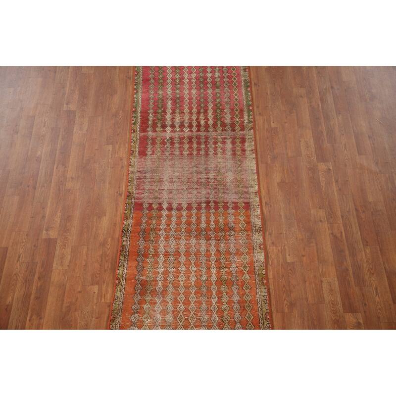 Vegetable Dye Tabriz Persian Antique Runner Rug Handmade Wool Carpet - 2'7"x 10'1"