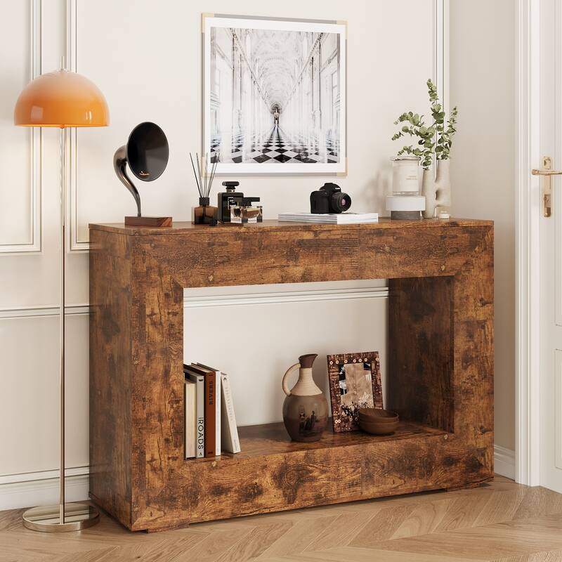 Anmytek 47"Rustic Open Frame Console Table Farmhouse Entryway and Living Room Storage