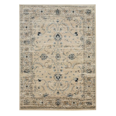 Beige Machine-Made Polypropylene Distressed Bohemian Isabella Rug by , Stylish and Durable Area Rug for Adding a Bohemi