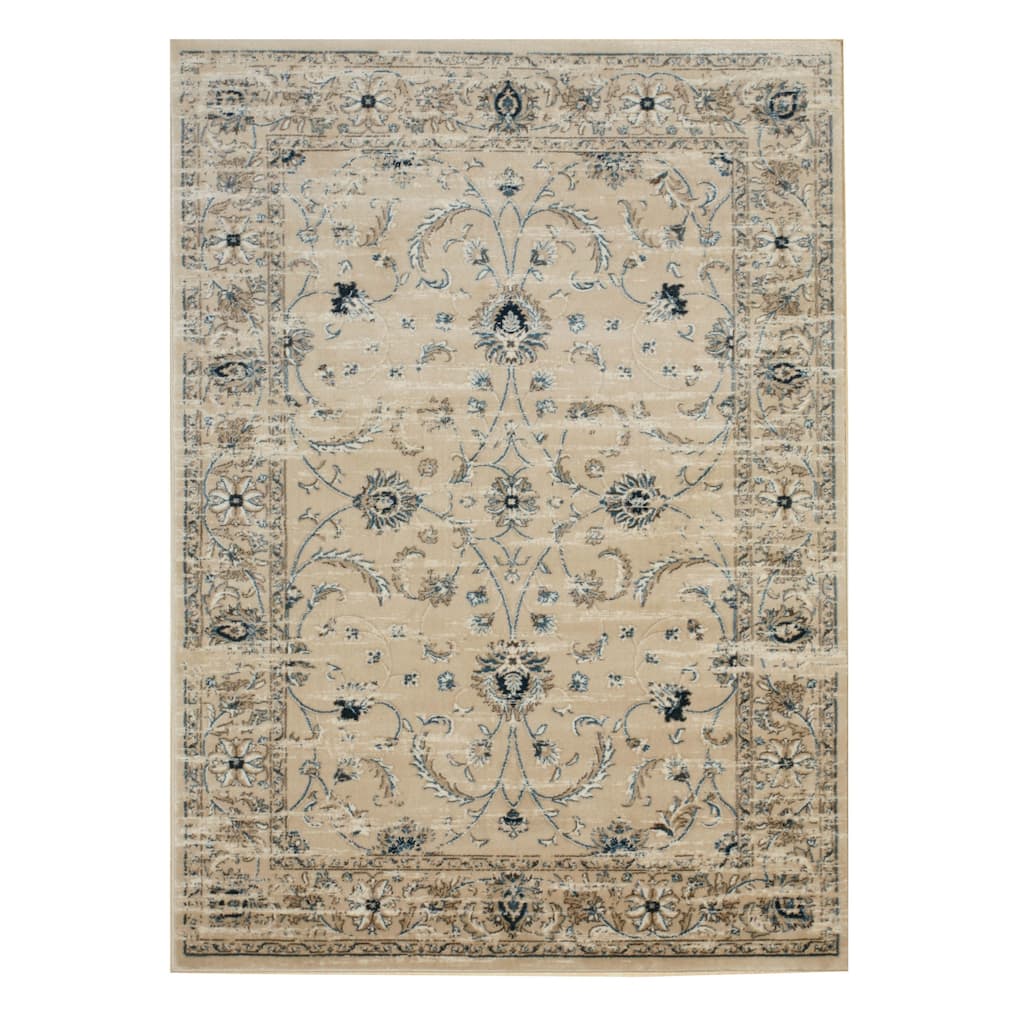 Beige Machine-Made Polypropylene Distressed Bohemian Isabella Rug by , Stylish and Durable Area Rug for Adding a Bohemi