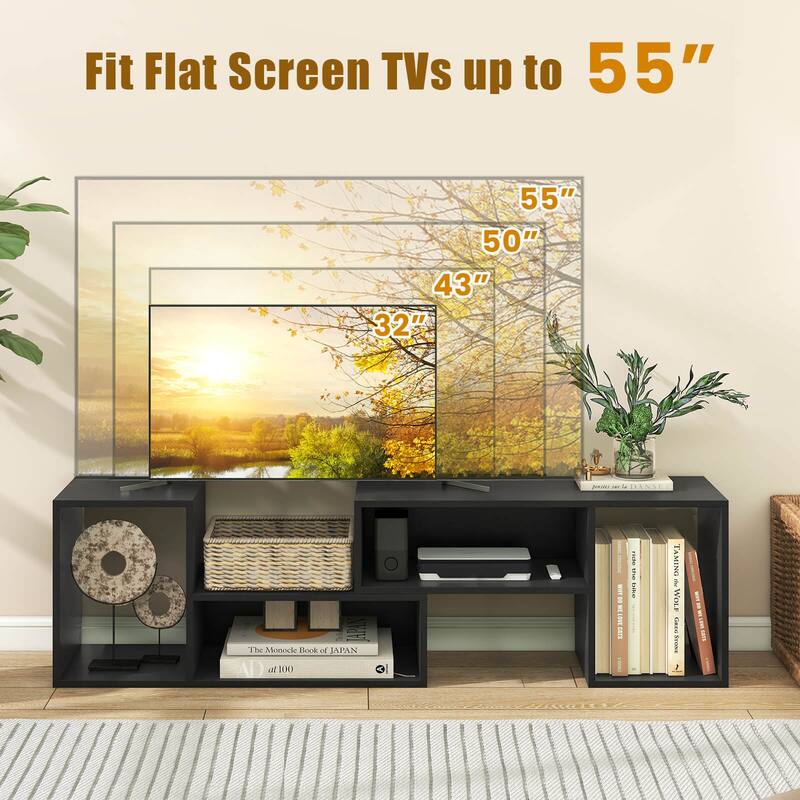 Costway 2 PCS Adjustable TV Stands with Storage Cubes for TVs up to 55 - See Details