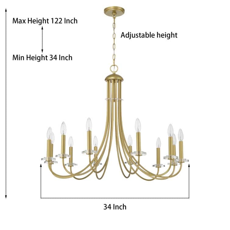 Acroma 12 - Light Dimmable Empire Gold Chandelier - N/A