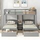 preview thumbnail 4 of 7, Gray Twin Size Solid Pine Wood Triple Bunk Bed with Bedside Table and Two Drawers