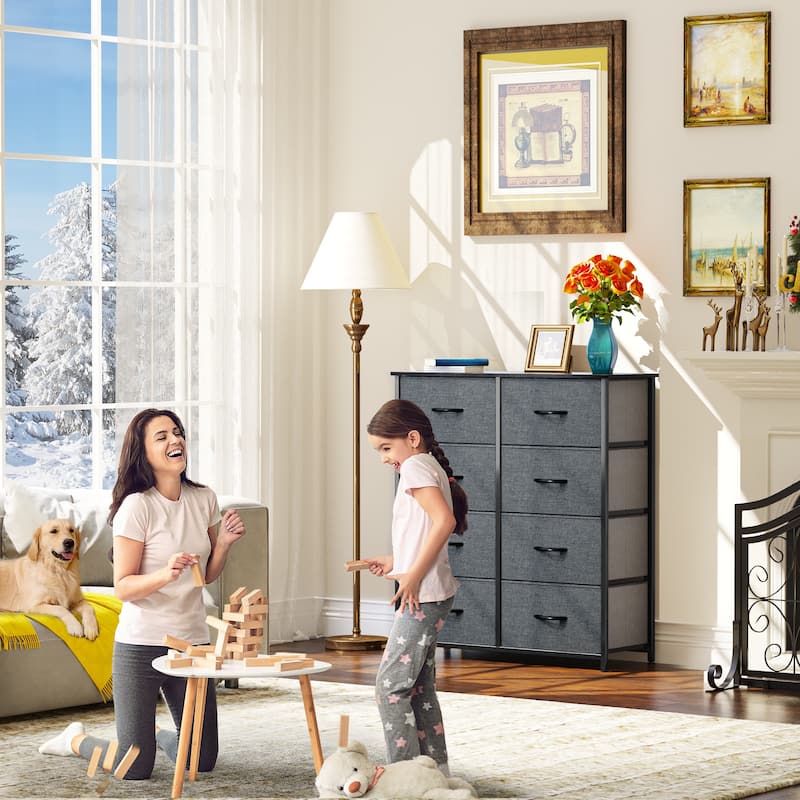 Modern Wide Dresser Storage Tower with 8 Drawers