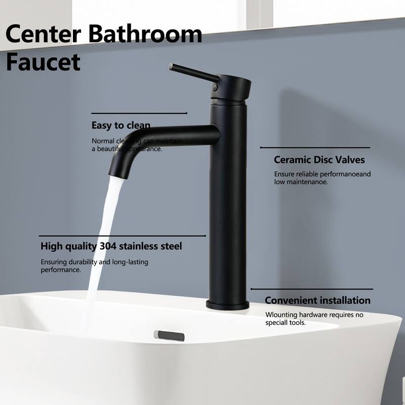 Topcraft Stainless Steel 6.7/12.2 Single Handle Single Hole Bathroom Sink Faucet