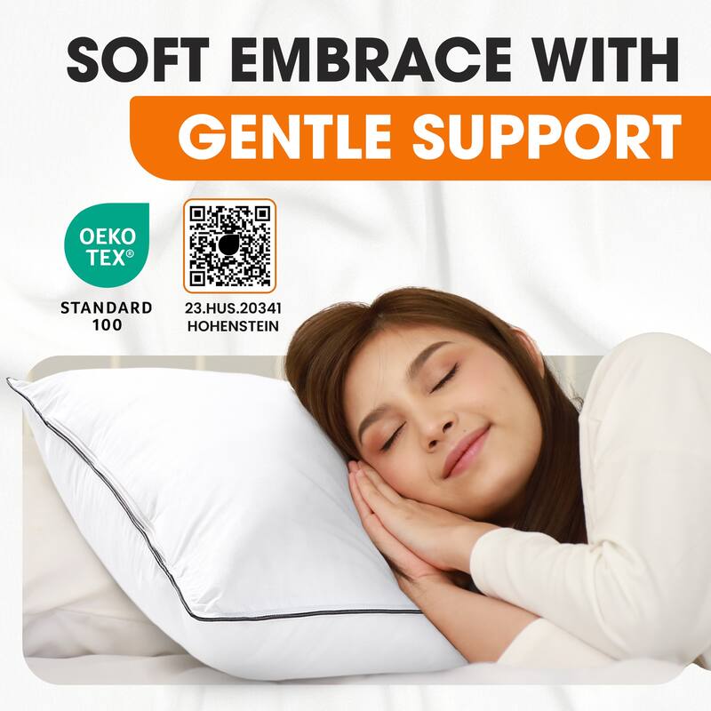 Cheer Collection Set of 2 Wood Cotton Pillows with Microfiber Shell, Standard